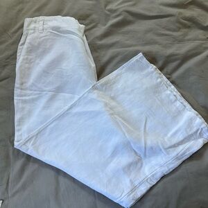 J. Jill White Linen Pants slit at ankle size Waist 34. Rise 11 Length 37 New
